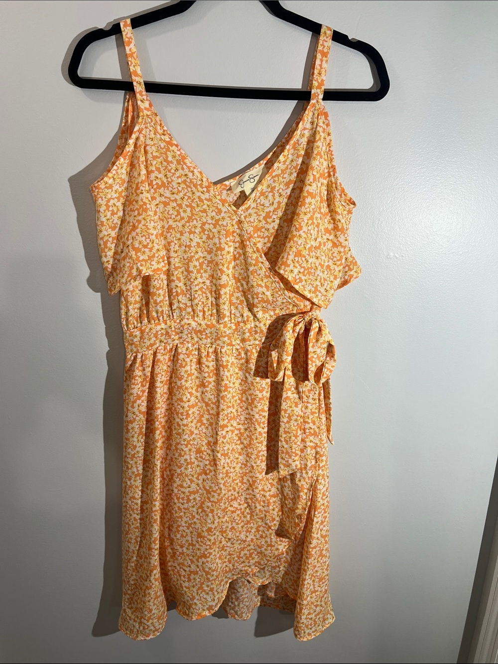 Jessica Simpson Orange Floral V-Neck Dress